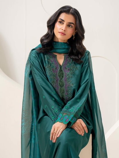 3 Piece Silk Suit-Embroidered (Pret)