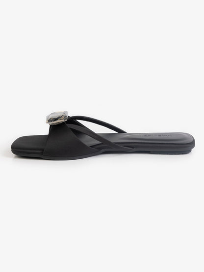 Satin  Embellished Flats