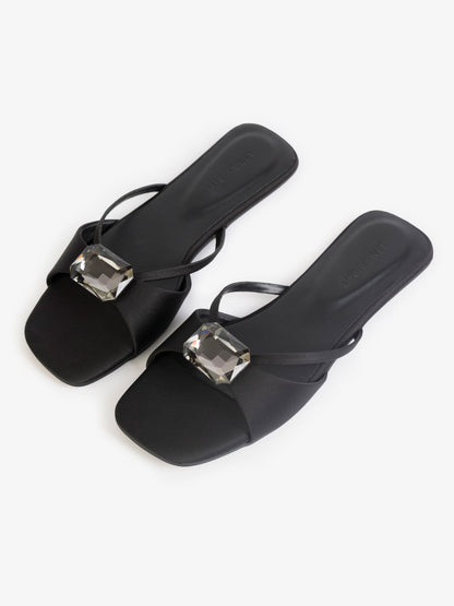 Satin  Embellished Flats