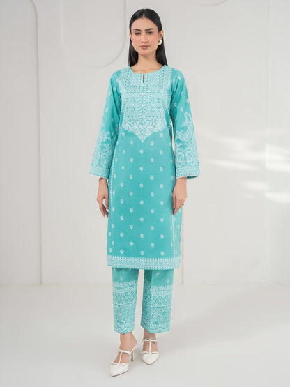 2 Piece Cambric Suit-Paste Print (Pret)