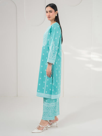 2 Piece Cambric Suit-Paste Print (Pret)