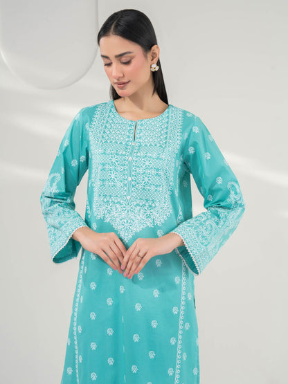 2 Piece Cambric Suit-Paste Print (Pret)