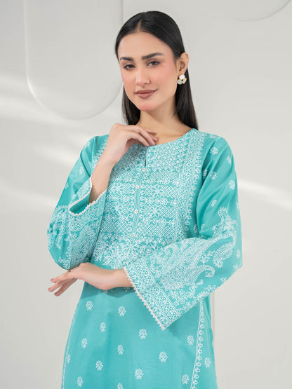 2 Piece Cambric Suit-Paste Print (Pret)