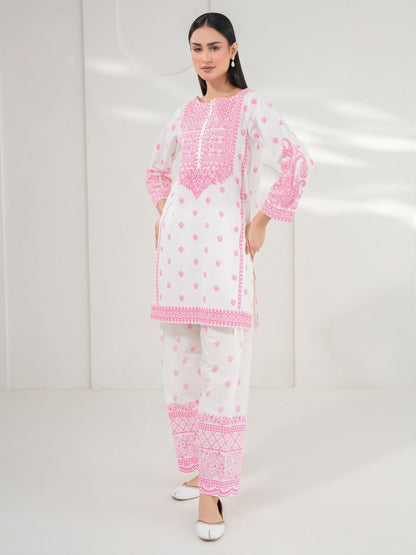 2 Piece Cambric Suit-Paste Print (Pret)