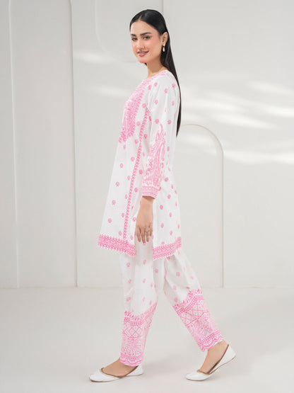 2 Piece Cambric Suit-Paste Print (Pret)