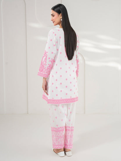 2 Piece Cambric Suit-Paste Print (Pret)
