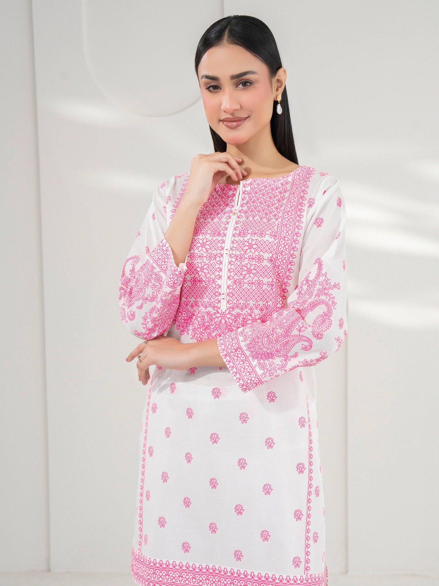 2 Piece Cambric Suit-Paste Print (Pret)
