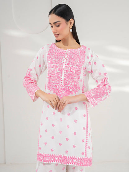 2 Piece Cambric Suit-Paste Print (Pret)