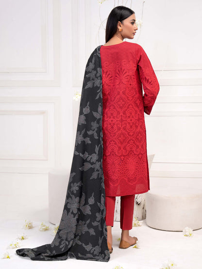 3 Piece Khaddar Suit-Emboss Print(Unstitched)
