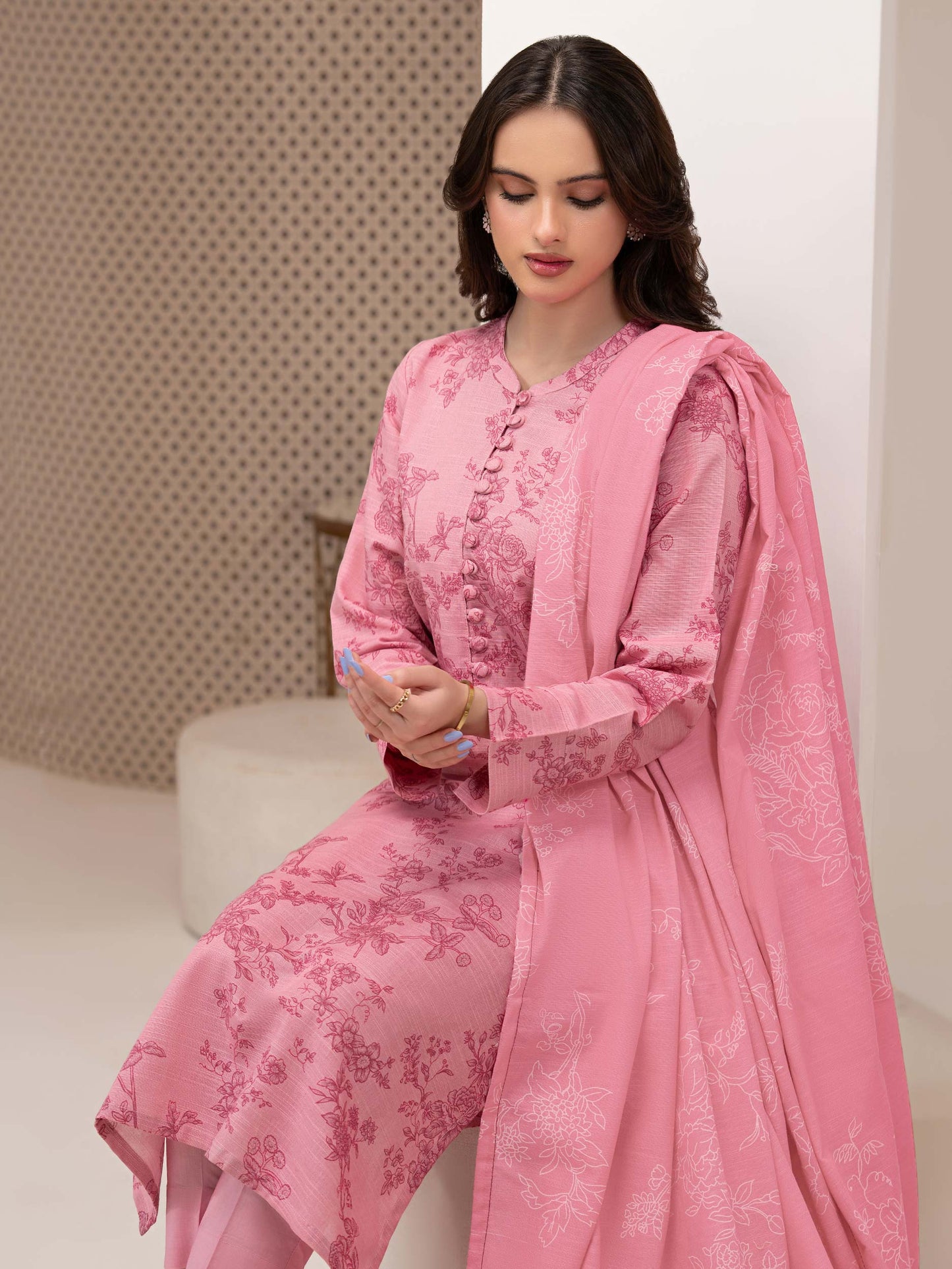 3 Piece Khaddar Suit-Printed (Unstitched)