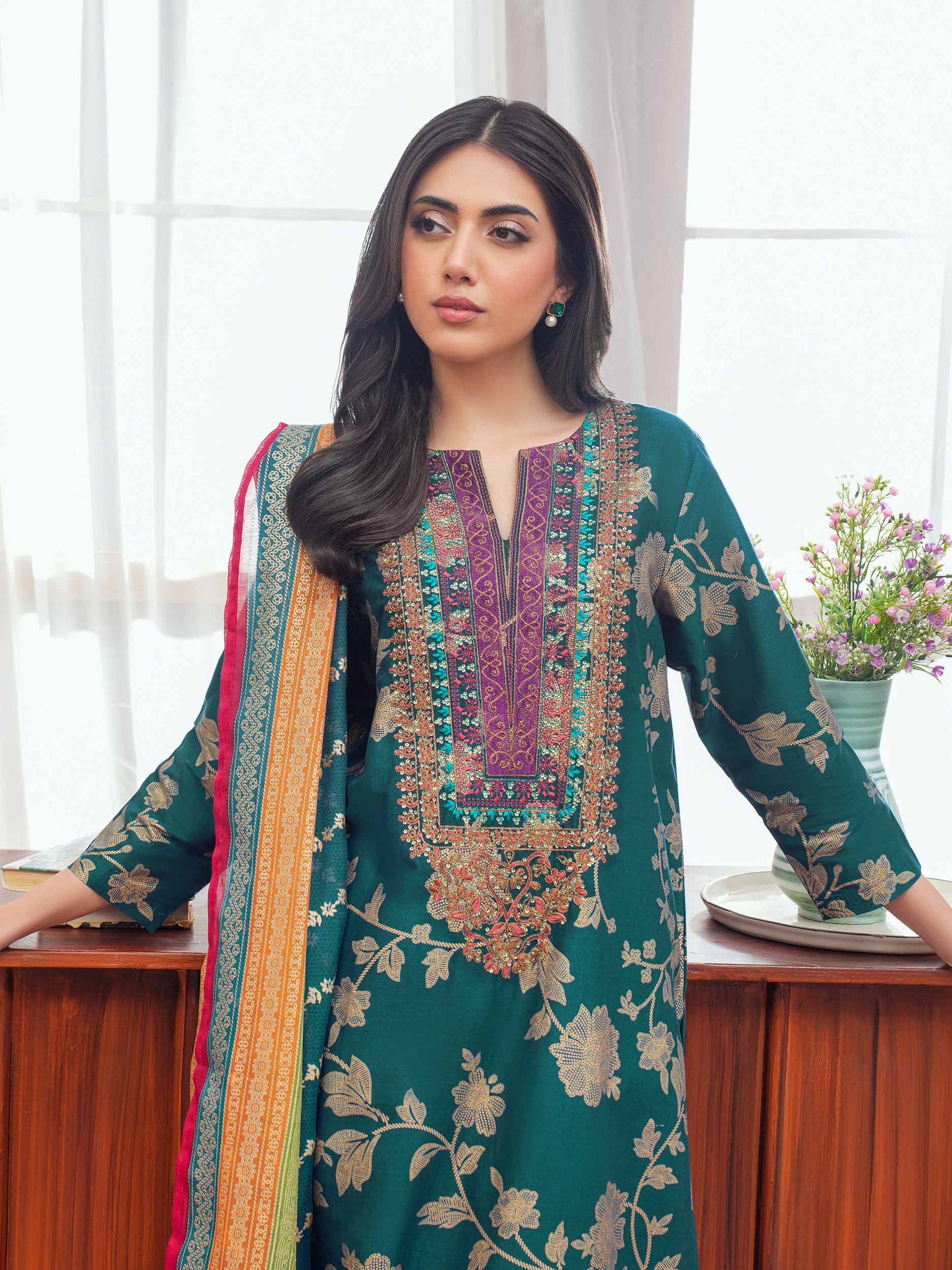 3 Piece Lawn Suit Embroidered (Unstitched)