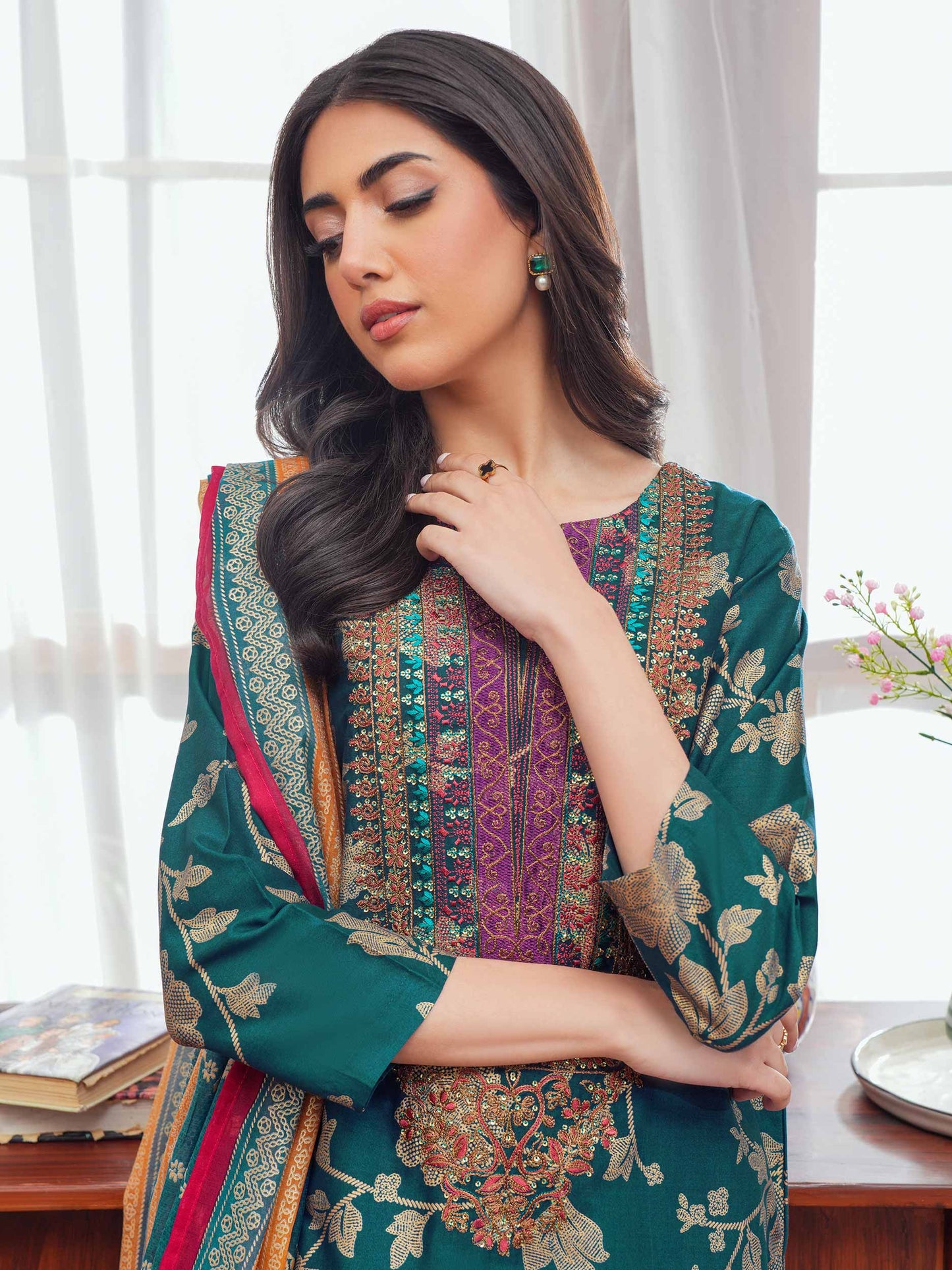3 Piece Lawn Suit Embroidered (Unstitched)