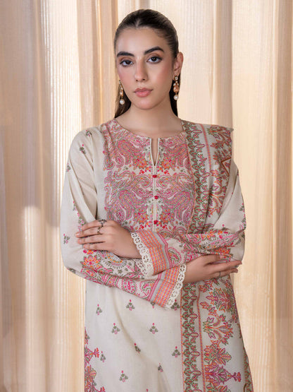 3 Piece Khaddar Suit-Paste Print (Unstitched)