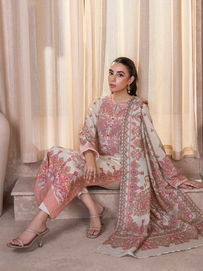 3 Piece Khaddar Suit-Paste Print (Unstitched)