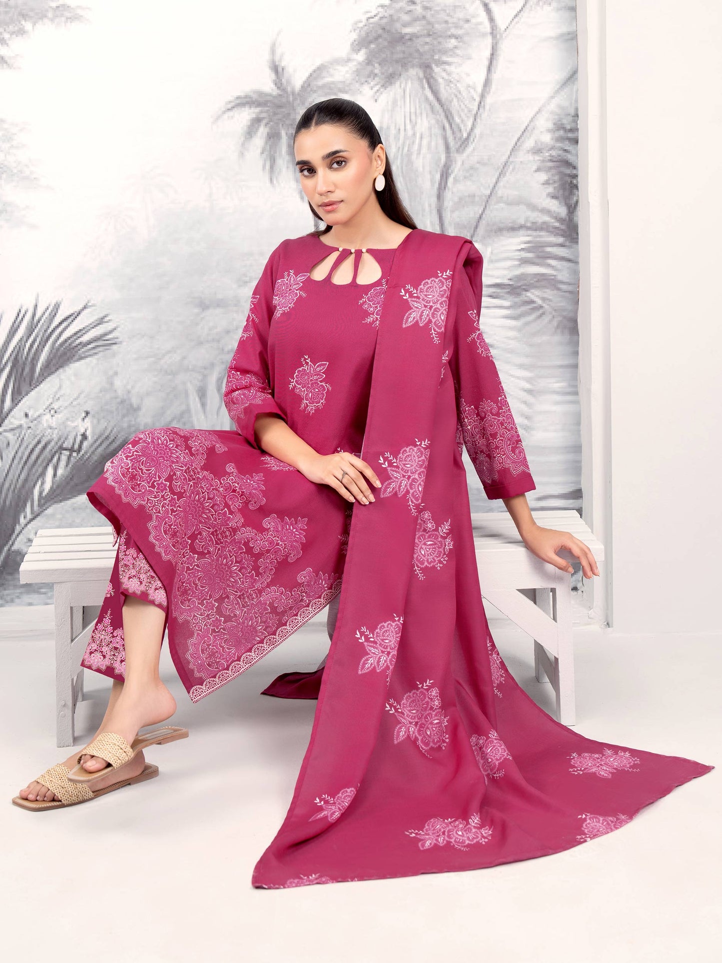 3 Piece Khaddar Suit-Printed (Unstitched)