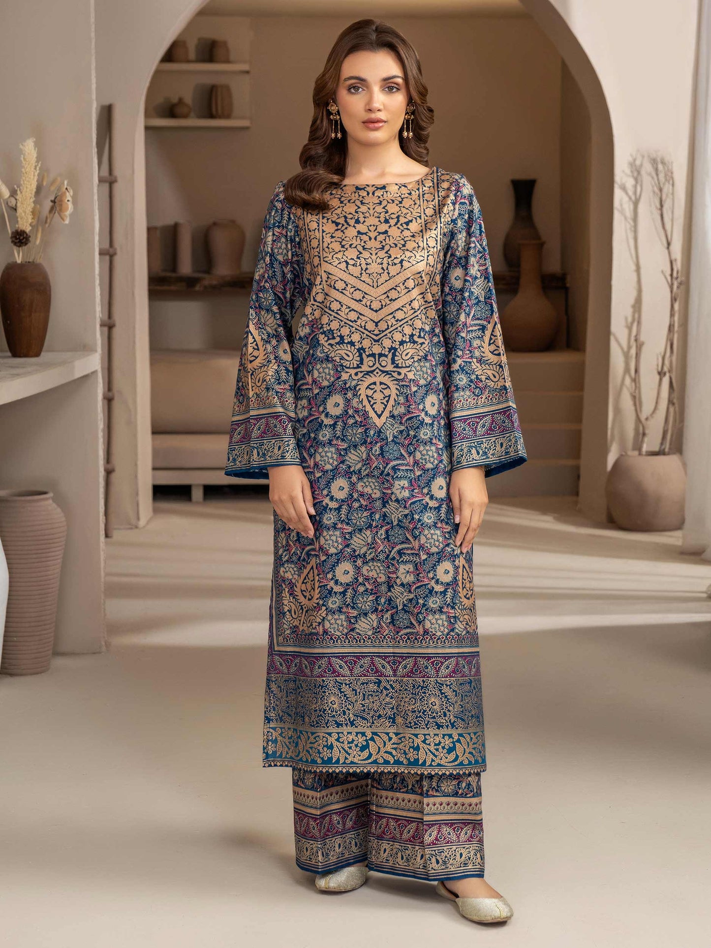 2 Piece Khaddar Suit-Paste Print (Unstitched)