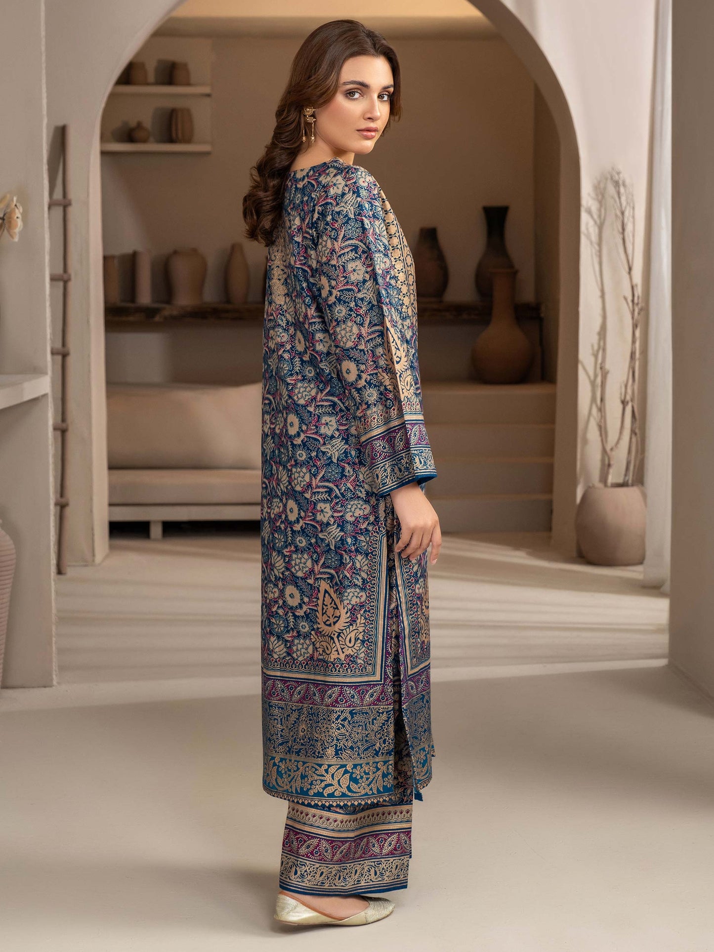2 Piece Khaddar Suit-Paste Print (Unstitched)