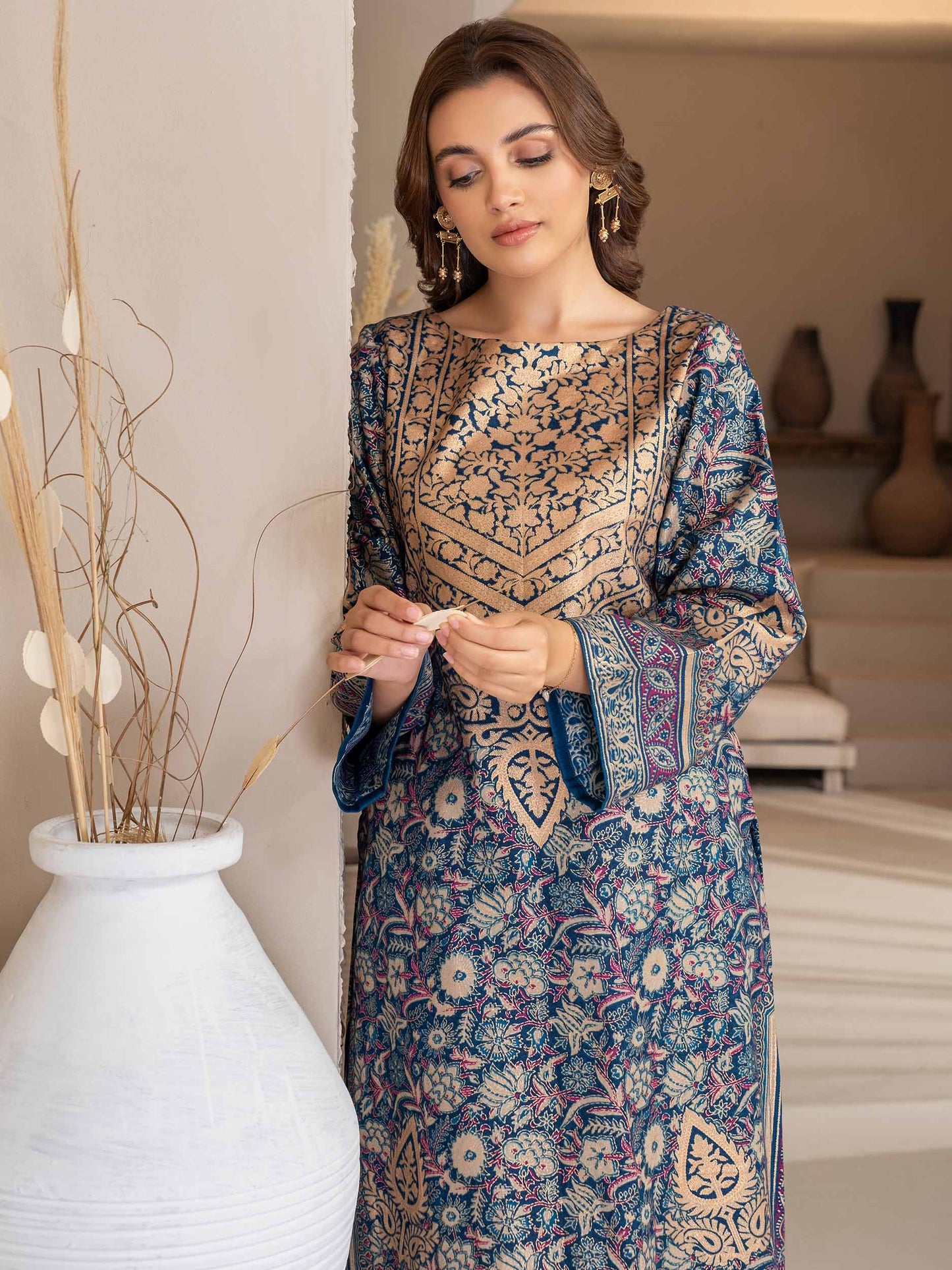 2 Piece Khaddar Suit-Paste Print (Unstitched)