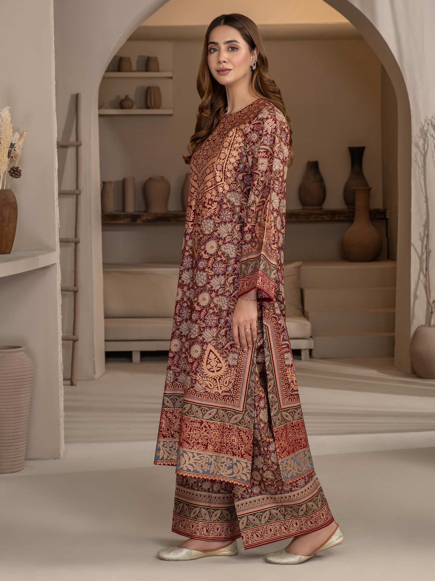 2 Piece Khaddar Suit-Paste Print (Unstitched)