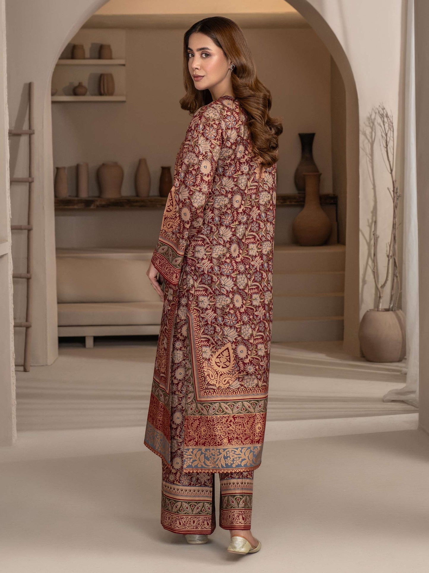 2 Piece Khaddar Suit-Paste Print (Unstitched)