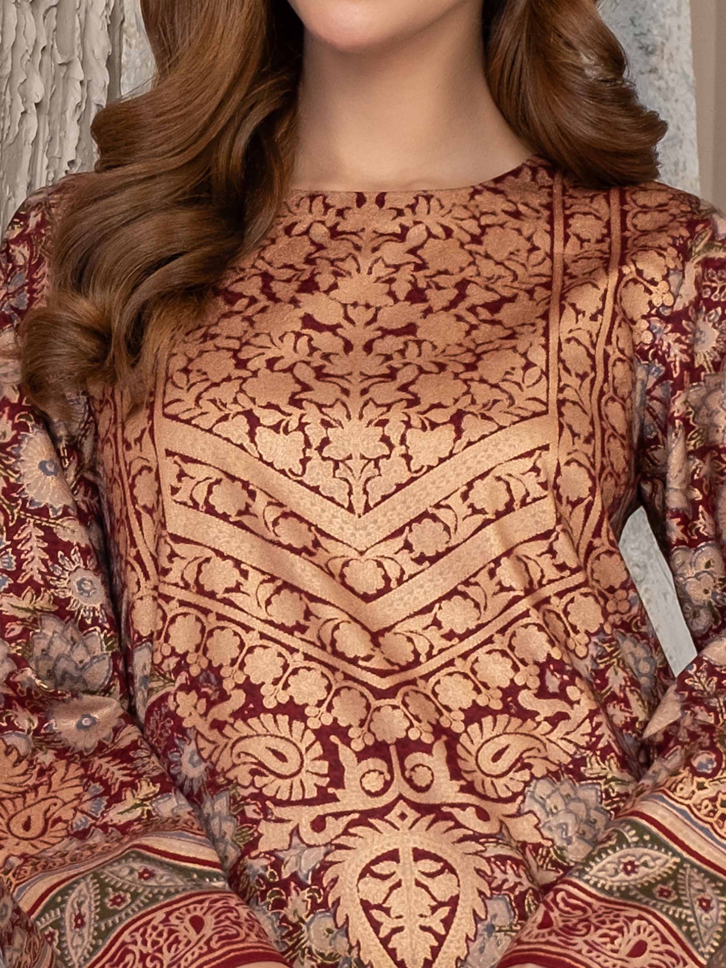 2 Piece Khaddar Suit-Paste Print (Unstitched)