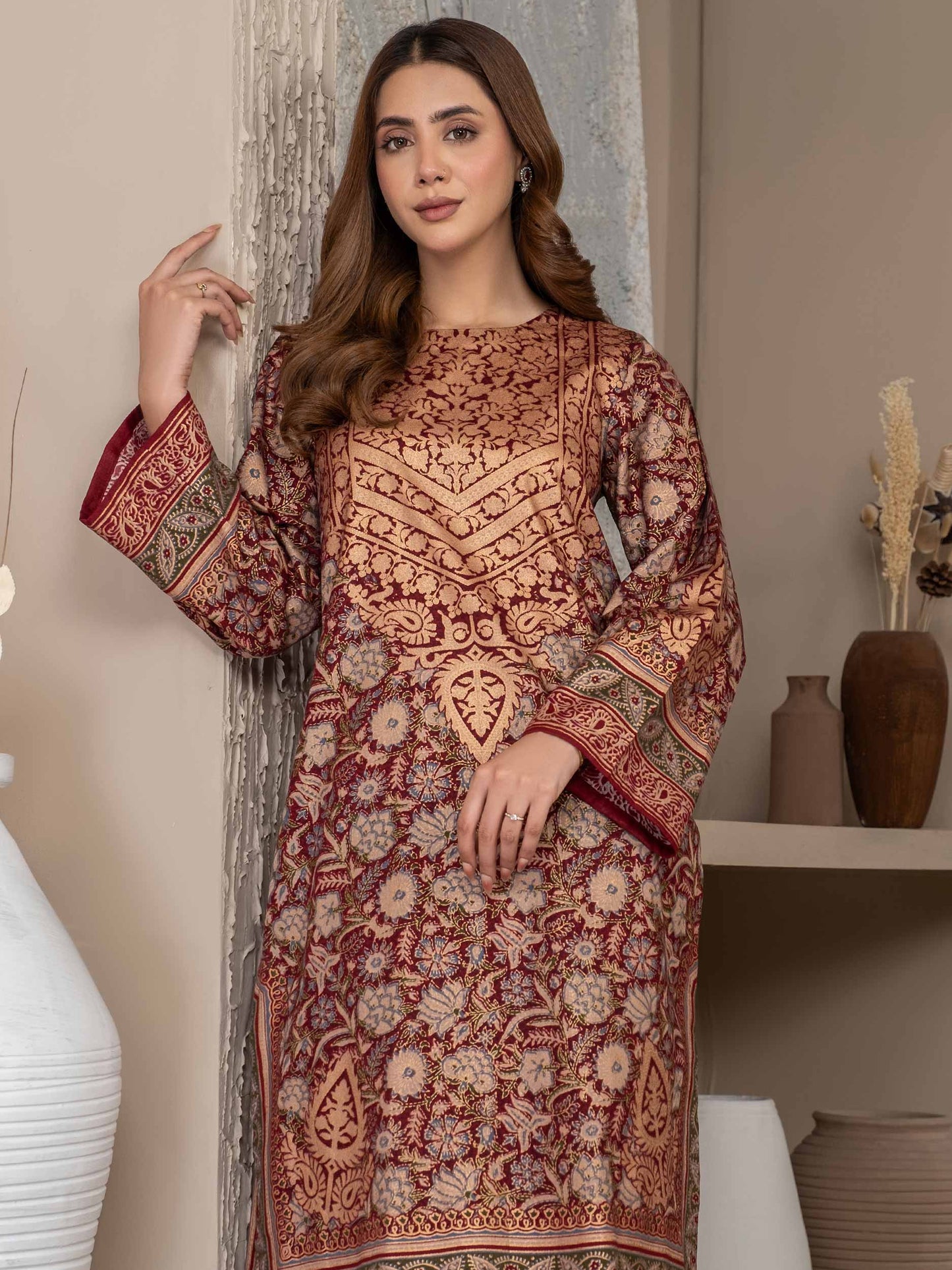2 Piece Khaddar Suit-Paste Print (Unstitched)