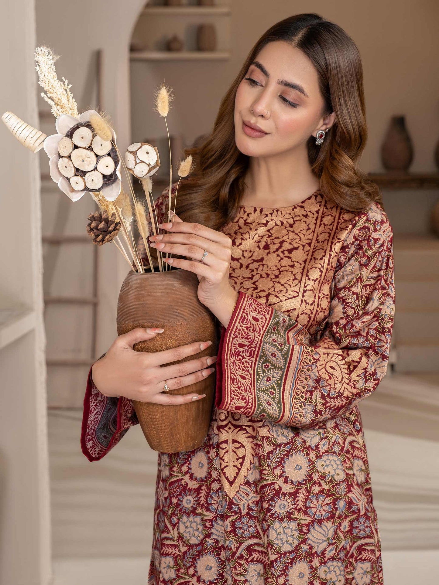 2 Piece Khaddar Suit-Paste Print (Unstitched)