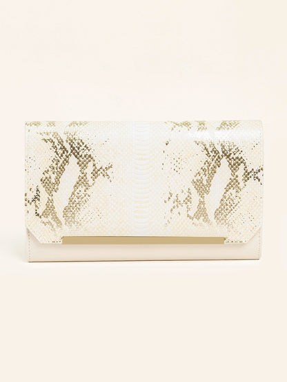 Crocodile Print Metallic Clutch