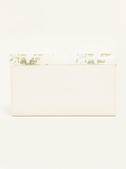 Crocodile Print Metallic Clutch