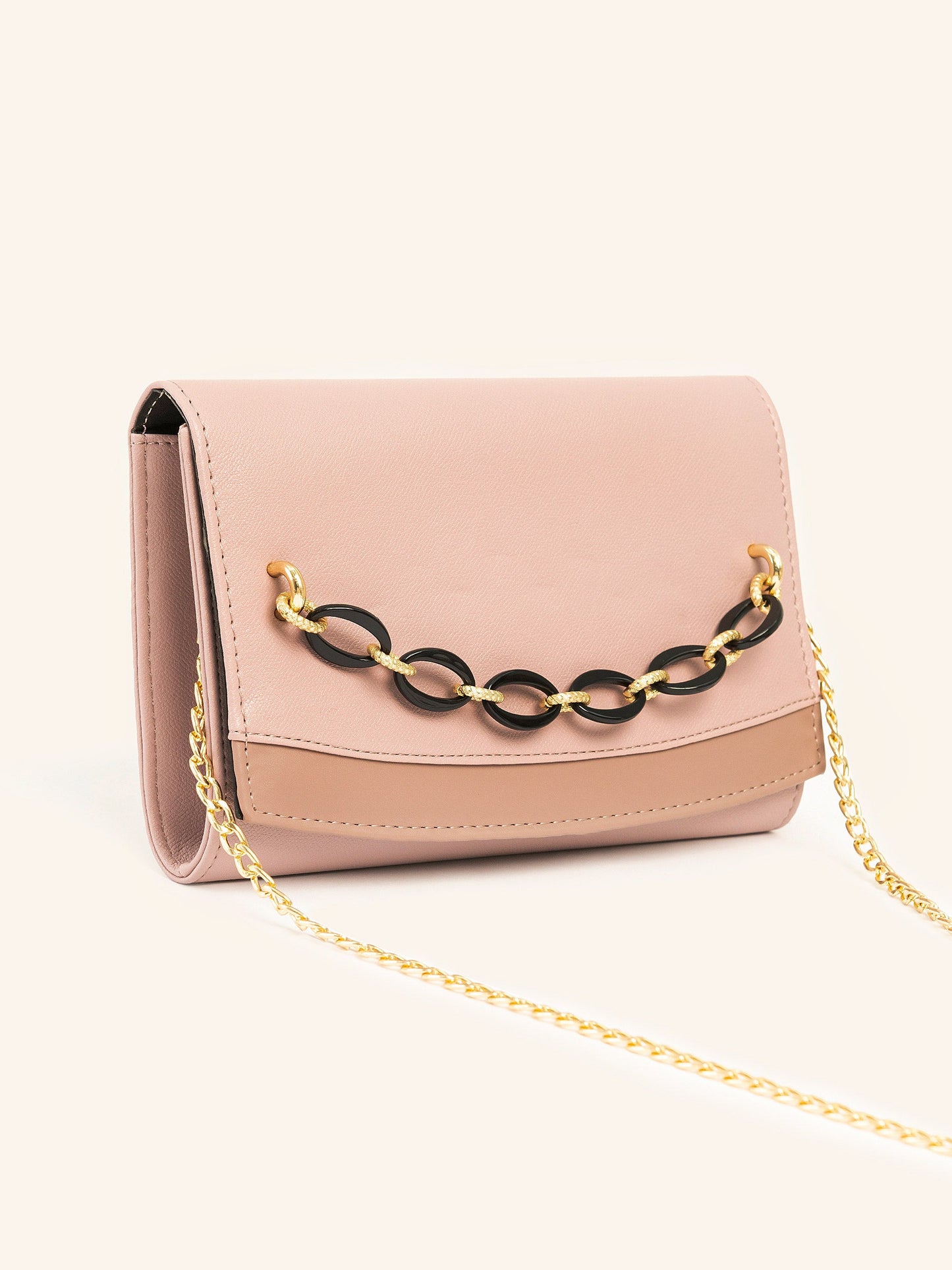 Clutch With Chain Embellishment
