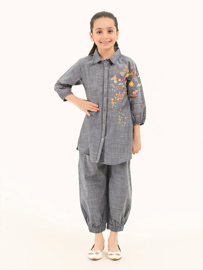 2 Piece Yarn Dyed Suit-Embroidered (Pret)