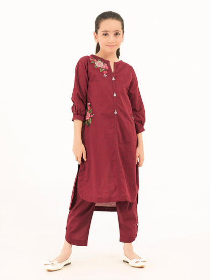 2 Piece Cambric Suit-Embroidered (Pret)
