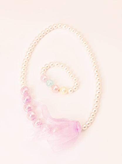 Pearl Necklace and Bracelet Set