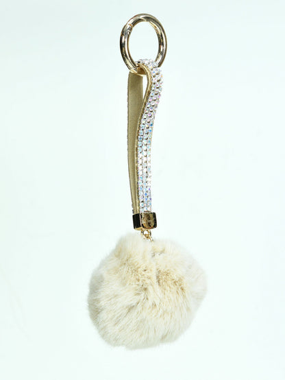 Rhinestone Pompom Key Chain