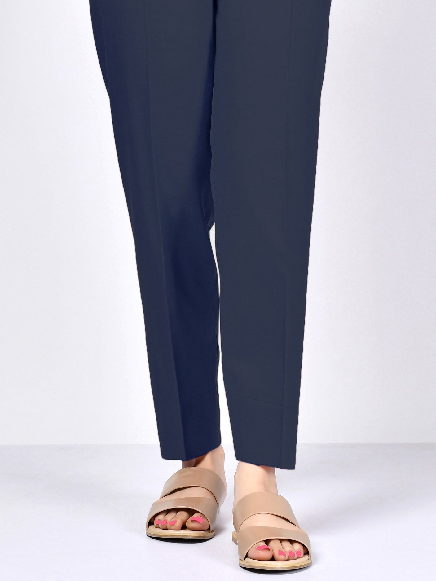 Satin Trousers - Navy Blue