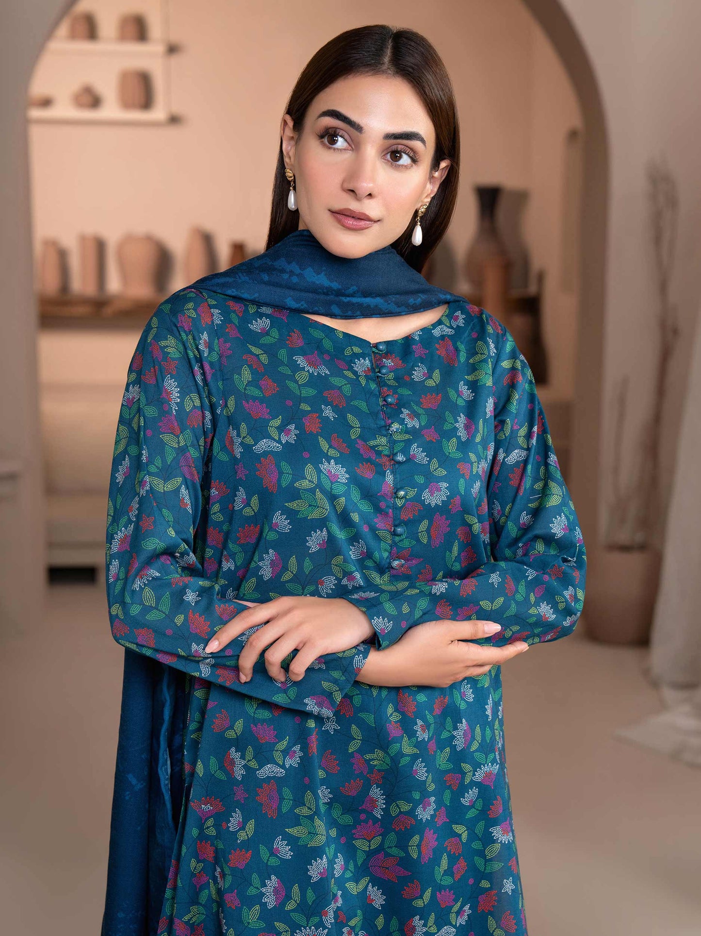 3 Piece Khaddar Suit-Printed (Unstitched)
